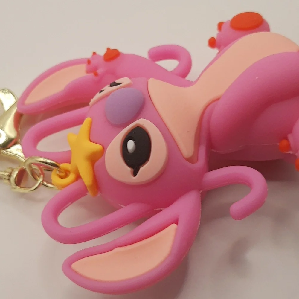 Disney Lilo Stitch Angel Star Silicone 3D Keychain Bag Charm Pendant Keyring